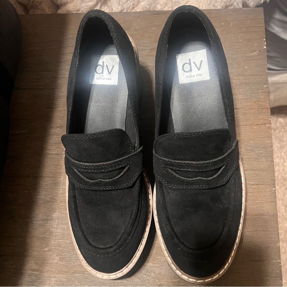 Dolce Vita Black Faux Suede Loafers